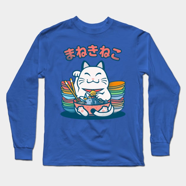 Lucky cat - Maneki neko ramen Long Sleeve T-Shirt by redwane